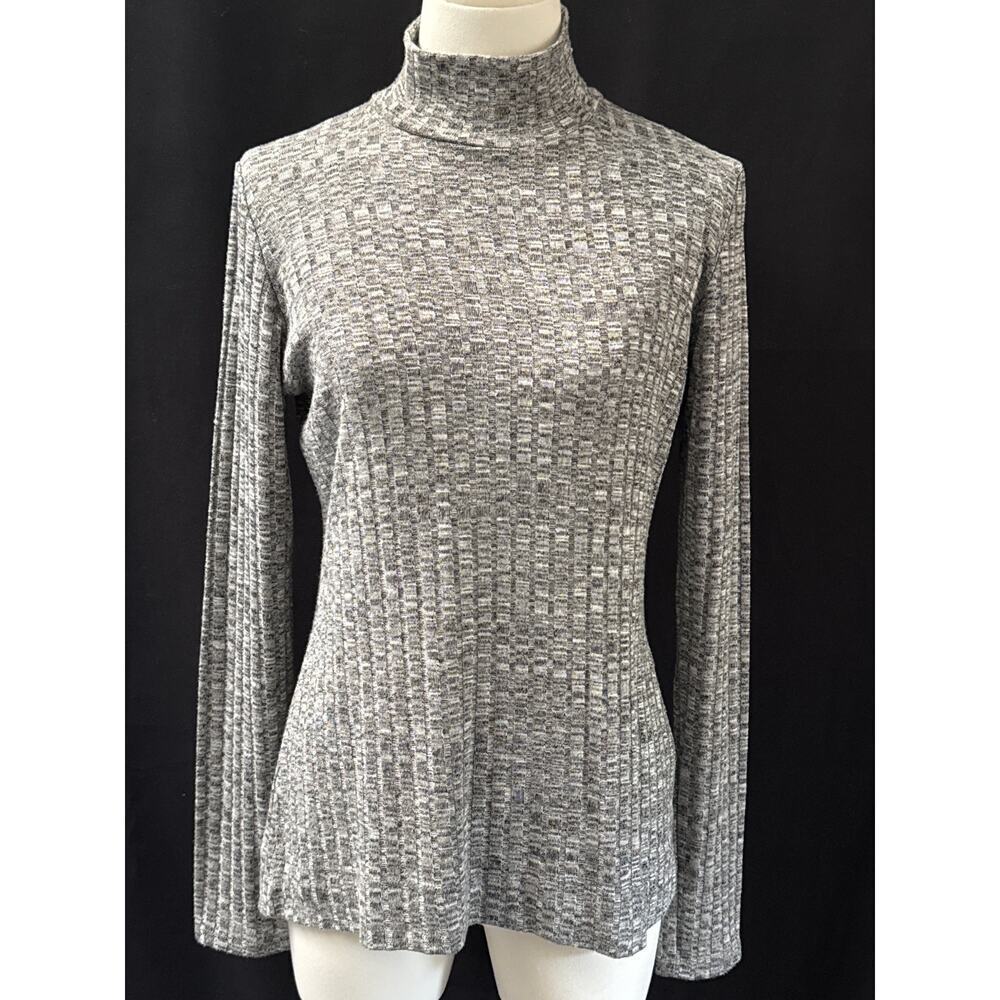 Women’s Kokoon Grey Stripe Textured Turtleneck Sz S